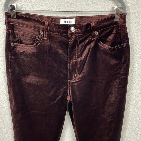 New Agolde Nico High Rise Slim Boot Pants in Chocolate Milk Velvet Sz 30 - Picture 5 of 14